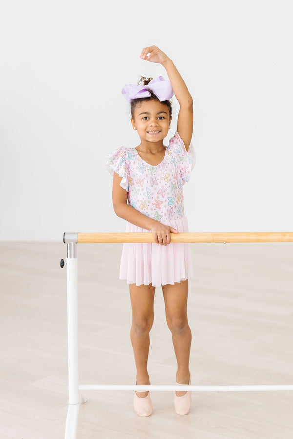 springtime-bows-s-s-twirl-leotard Mila & Rose at Sophia's Style-Springtime Bows S/S Twirl Leotard-6-12M-Twirl Leotard S/S - Mesh Skirt-1
